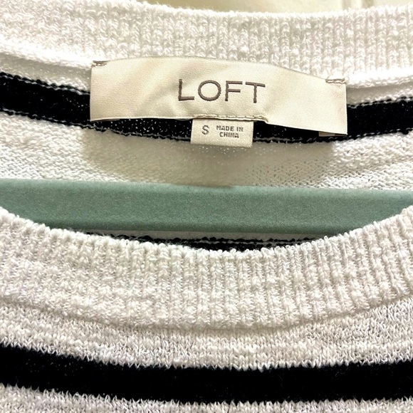 Loft Women’s Black & White Mixed Stripe Sweater Top - Picture 2 of 3